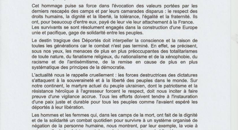 Message des Déportés 2O23
