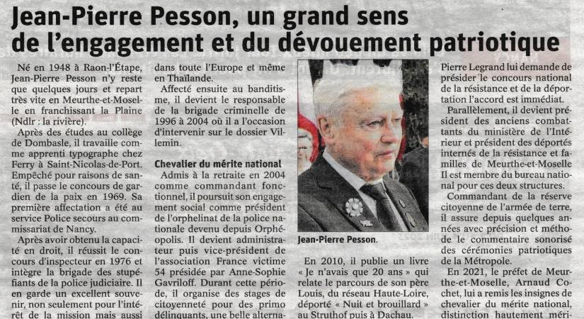 Hommage au président Jean-Pierre Pesson