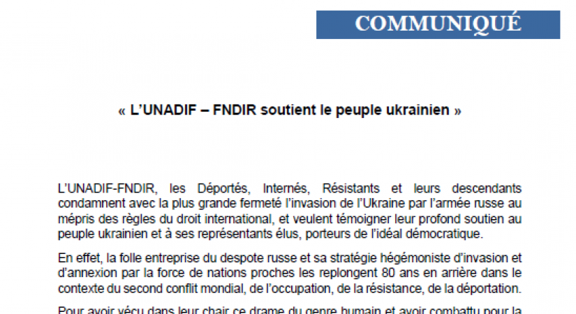 Communiqué du 3 mars 2022