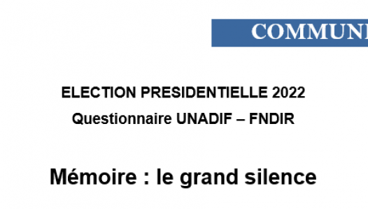 Communiqué UNADIF-FNDIR : Mémoire : le grand silence